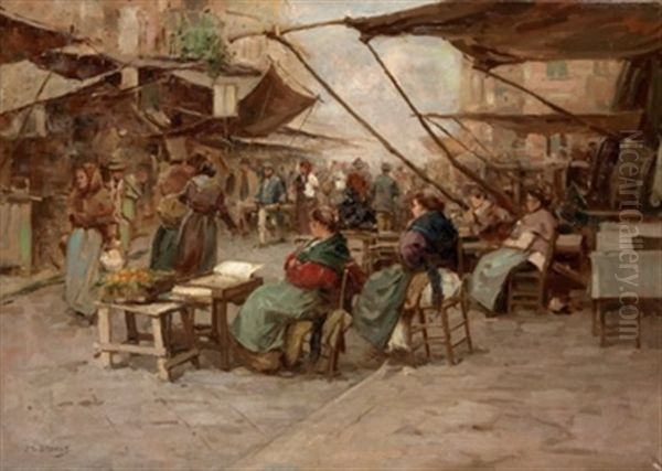 Escena De Mercado Oil Painting by Modesto Brocos y Gomez