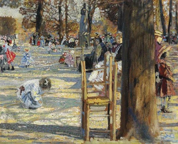 The Luxembourg Gardens In Spring Oil Painting by Isaak Izrailevich Brodsky