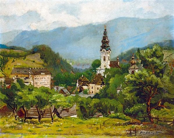 View Of Banska Stiavnica Oil Painting by Sandor Brodszky