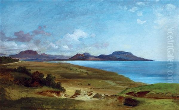 Landscape By Lake Balaton Oil Painting by Sandor Brodszky