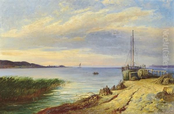 View Of The Balaton Oil Painting by Sandor Brodszky