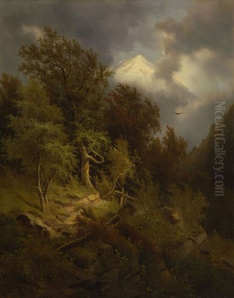 Felsige Baumlandschaft Oil Painting by Sandor Brodszky