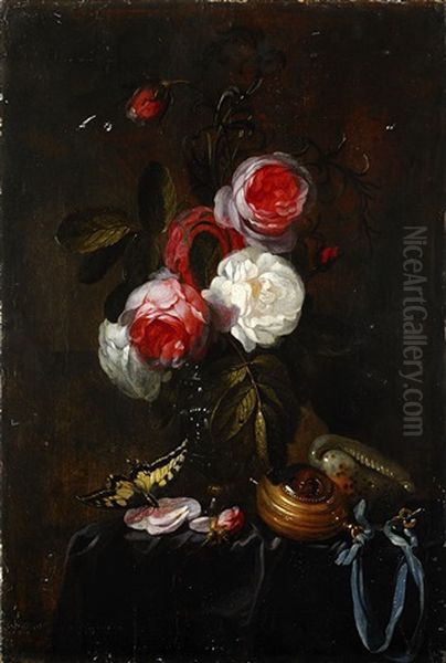 Bstilleben Med Rosor Oil Painting by Elias van den Broeck