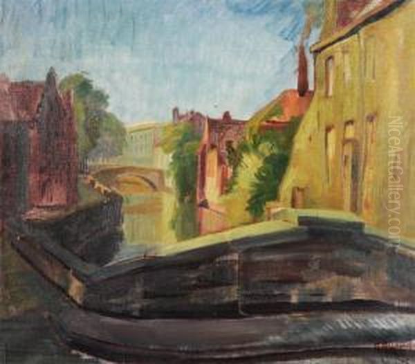 View Of Bruges Oil Painting by Albert Alleman