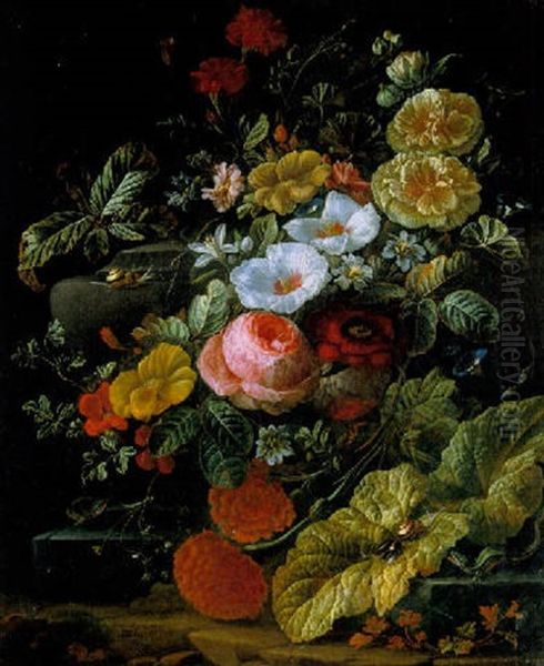 Stilleben Med Blommor Oil Painting by Elias van den Broeck