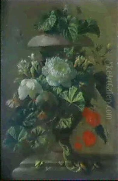 Blumen In Einer Steinwase Oil Painting by Elias van den Broeck