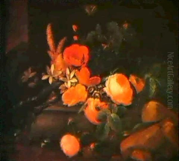 Blumenstilleben Mit Einer Eidechse Oil Painting by Elias van den Broeck