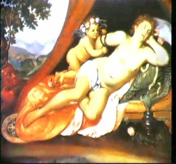 Venere E Amore Oil Painting by Hendrick Van Den Broeck