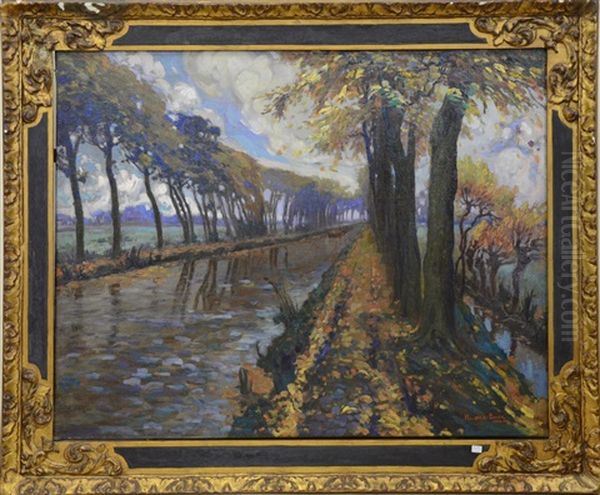 Canal En Automne Oil Painting by Pol Van De Broeck