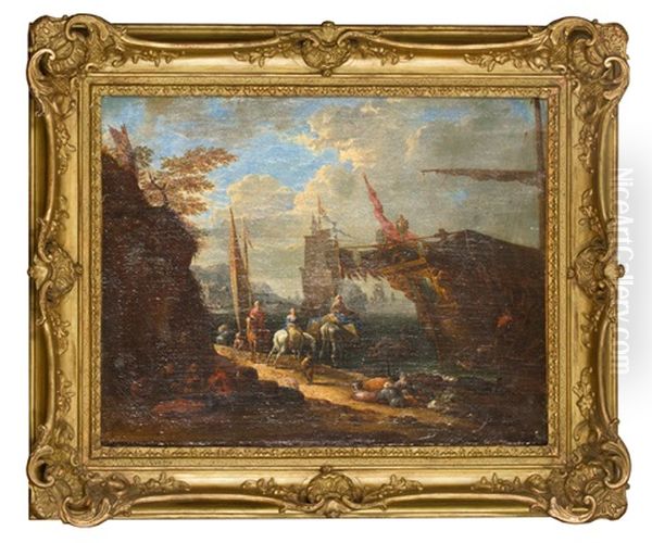 Schiffsbeladung In Mediterranem Hafen Oil Painting by Jasper Broers