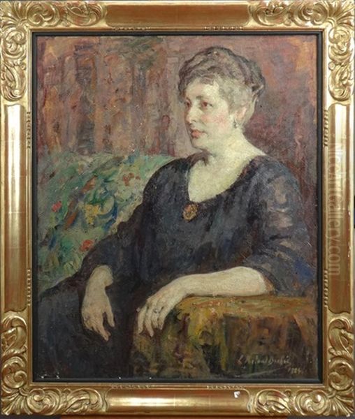 Portrait De Dame Assise Oil Painting by Louise Brohee