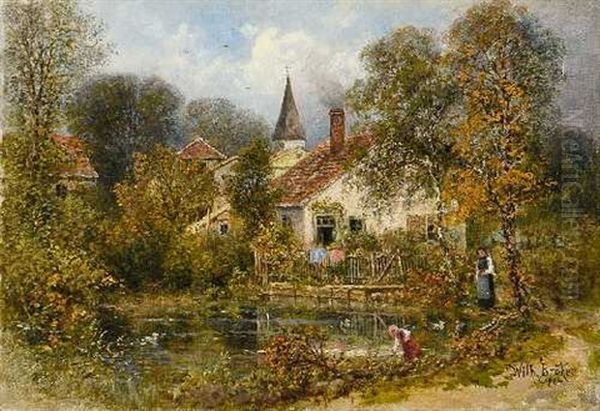 Am Dorfteich Oil Painting by Wilhelm Broker