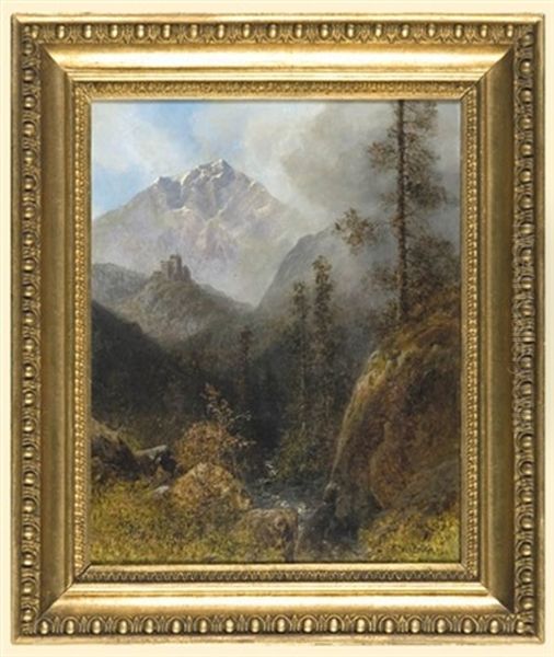 Castle In The Mountains Oil Painting by Wilhelm Broker