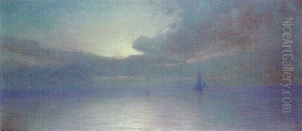 Crepuscule, Golfe De Naples Oil Painting by Henry Brokmann-Knudsen