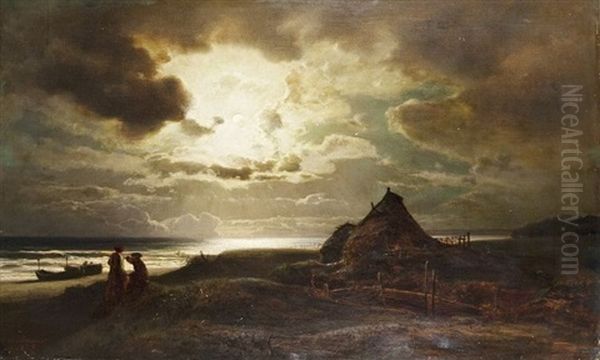 Mondschein Am Strand Oil Painting by August Bromeis