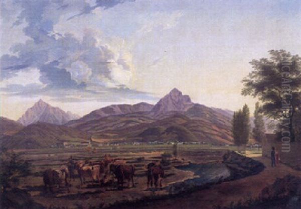 Landschaft Bei Innsbruck Oil Painting by August Bromeis