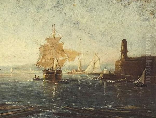 L'entree Du Port De Marseille Oil Painting by Joseph Allemand