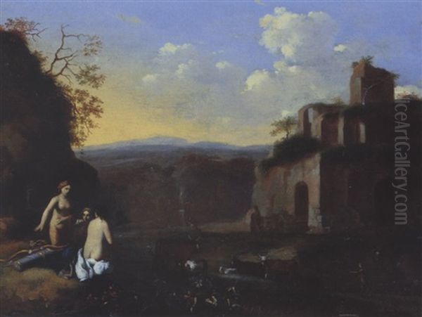 Landschaft Mit Diana Und Ihren Nymphen Vor Einer Ruine Oil Painting by Gerrit van Bronckhorst