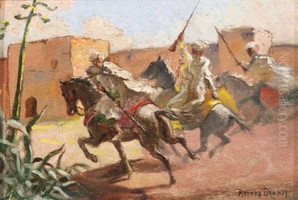 Fantasia Devant Les Remparts De Marrakech Oil Painting by Matteo Brondy