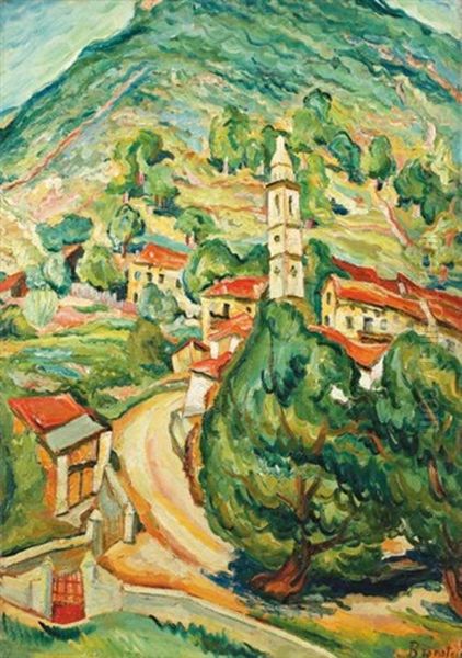 Village En Montagne Oil Painting by Joseph Bronstein