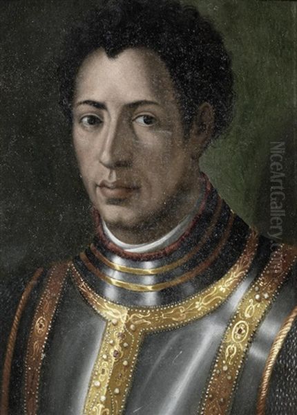 Portrait Of A Gentleman, Bust-length, In Armour Oil Painting by  Bronzino