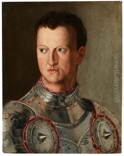 Portait Of Grand Duke Cosimo I In Armour Oil Painting by  Bronzino