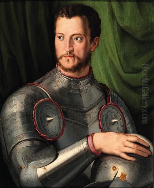 Portrait Of Grand Duke Cosimo I In Armour Oil Painting by  Bronzino