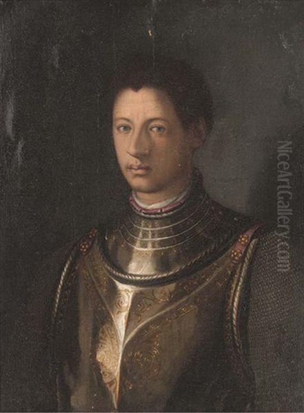 Portrait Of A Gentleman, Bust-length, In Armour Oil Painting by  Bronzino