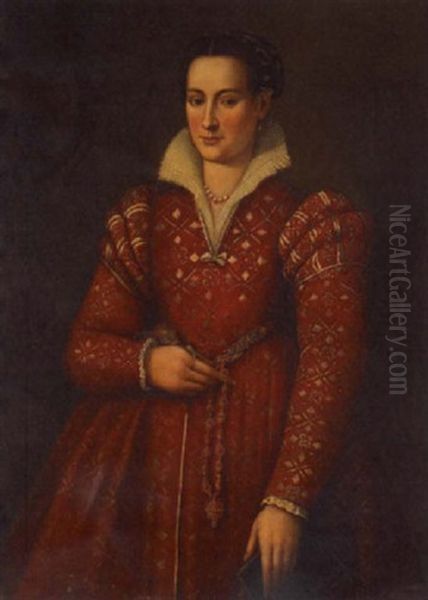 A Portrait Of Elenora De Toledo Oil Painting by  Bronzino