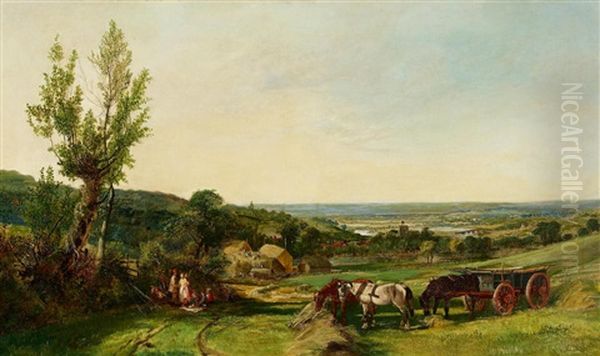 Haytime In The Wye Valley Oil Painting by Edward Adveno Brooke