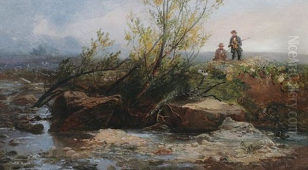 Hunting Scene Oil Painting by Edward Adveno Brooke