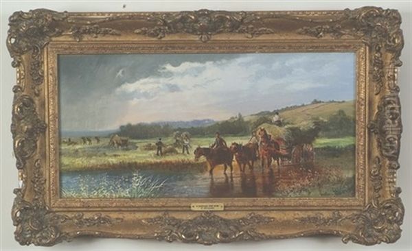 Carting The Hay Oil Painting by Edward Adveno Brooke