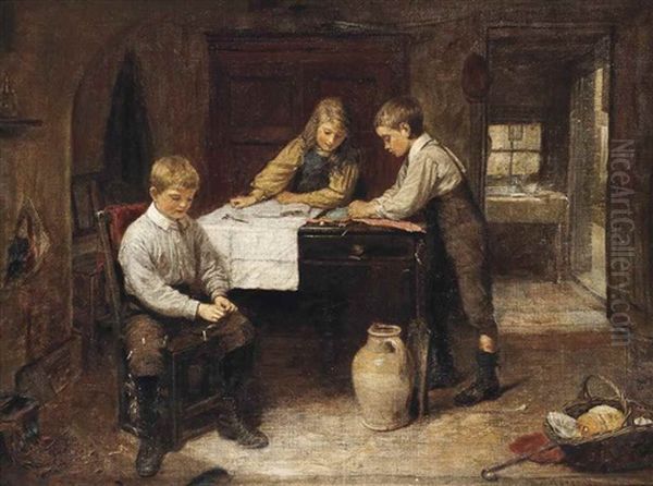 The Young Tailors Oil Painting by Harry Brooker