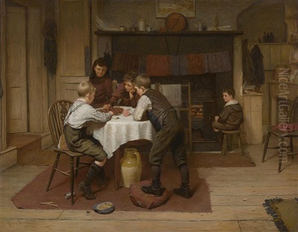 A Close Game Oil Painting by Harry Brooker