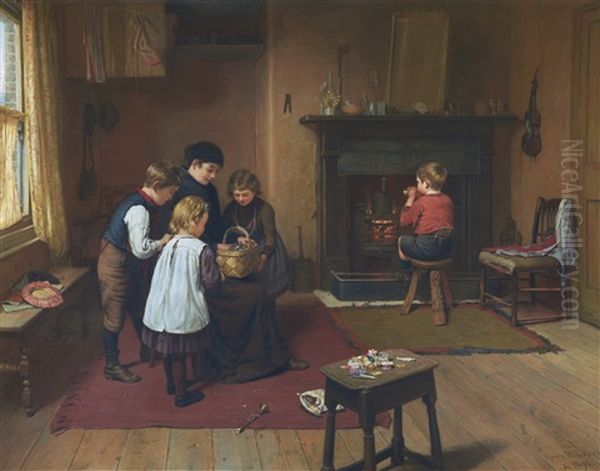 Christmas Eve Oil Painting by Harry Brooker