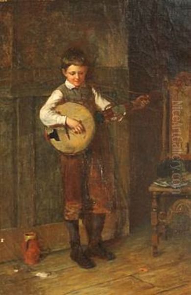 The Banjo Player Oil Painting by Harry Brooker