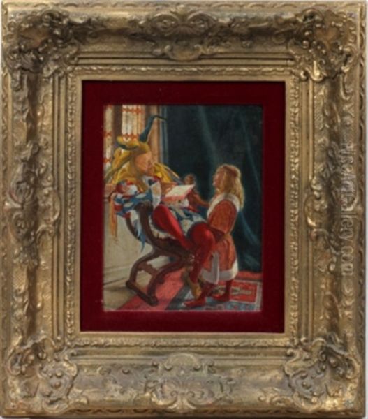 The Jester's Tale Oil Painting by Harry Brooker