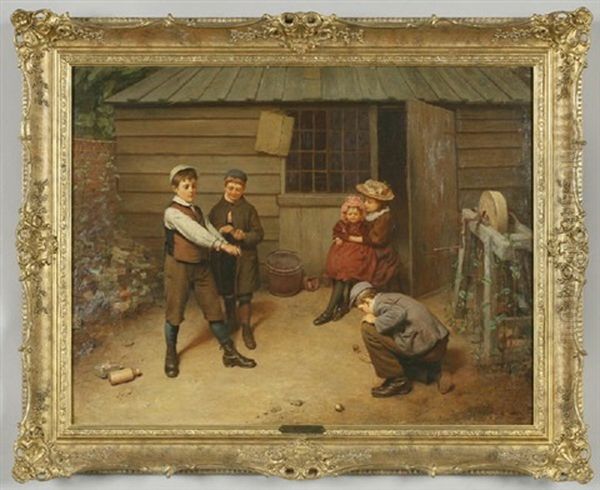 Children Playing Oil Painting by Harry Brooker