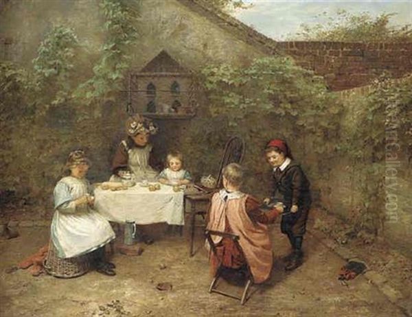 The Tea Party Oil Painting by Harry Brooker