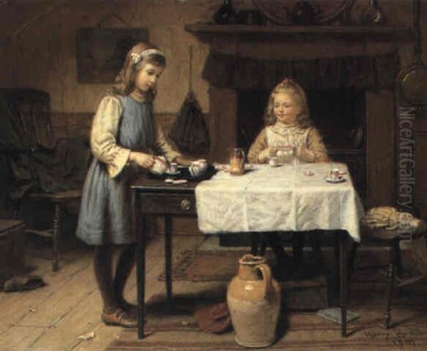 The Tea Party Oil Painting by Harry Brooker