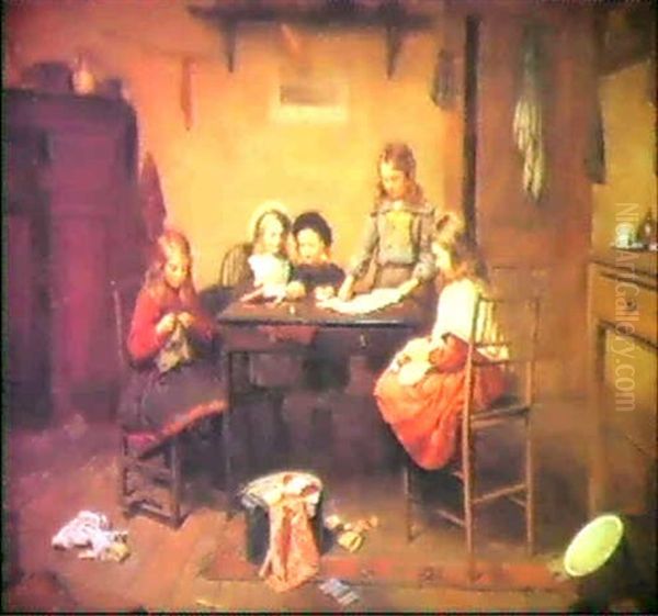 Young Dressmakers Oil Painting by Harry Brooker