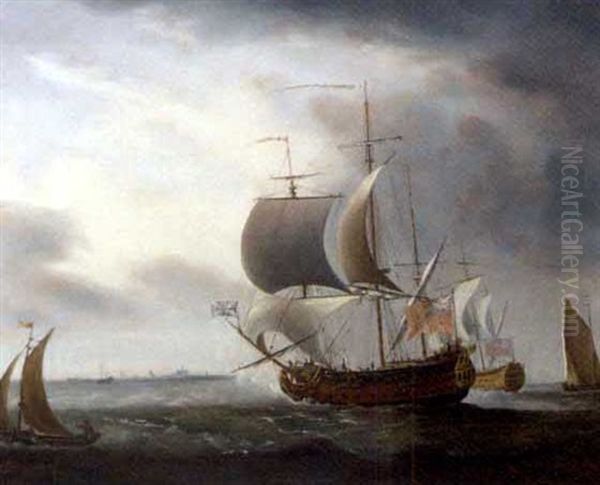 Ships Of The Fleet Signalling Their Arrival Off Harwich Oil Painting by Charles Brooking