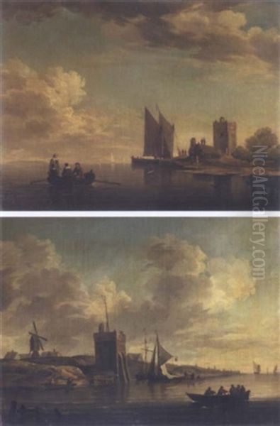 View Of Blankenburg Castle Off The Coast Of Flanders (+ Another, Similar; 2 Works) Oil Painting by Charles Brooking