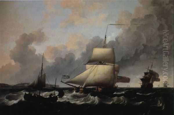 A Ketch-rigged Royal Yacht In A Fresh Breeze Off Dover Oil Painting by Charles Brooking