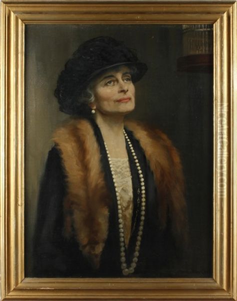 Portrait Of A Woman, Believed To Be The Suffragist Emmeline Pankhurst Oil Painting by Frank Brooks