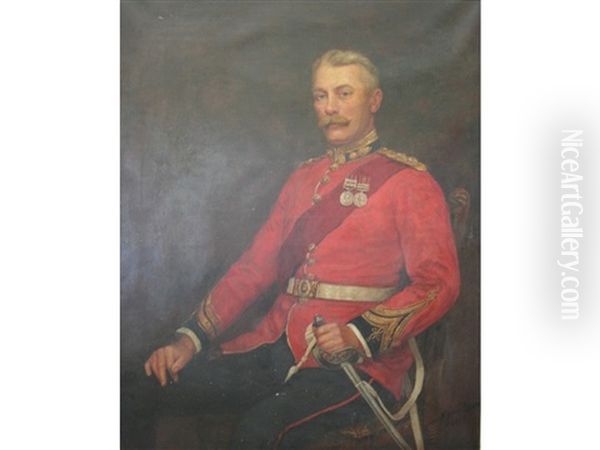 Portrait Of Lt. Col. William Coape Sherbrooke Oates (1862-1942) Of Besthorpe, Nots Oil Painting by Henry Jamyn Brooks