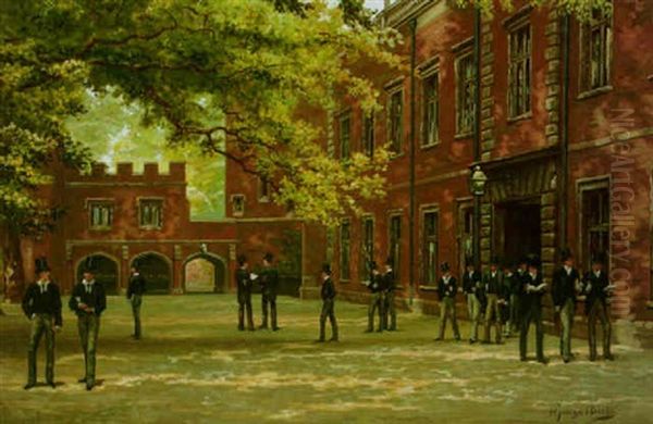 School Yard,  Eton College Oil Painting by Henry Jamyn Brooks