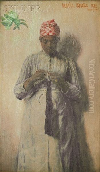 Portrait Of A Woman Knitting by Maria Brooks