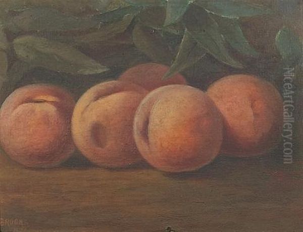 A Still Life With Peaches Oil Painting by Nicholas Alden Brooks