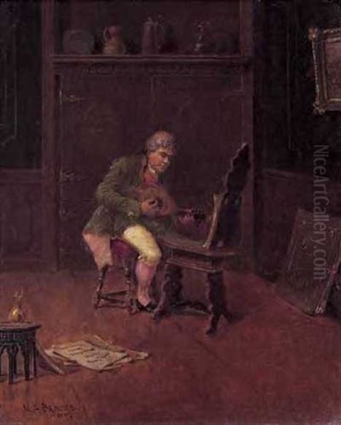 The Lute Player Oil Painting by Nicholas Alden Brooks